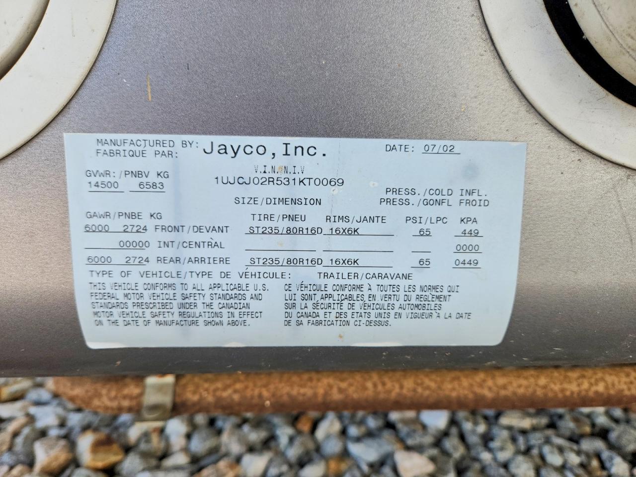 2003 Jayco RV Trailer