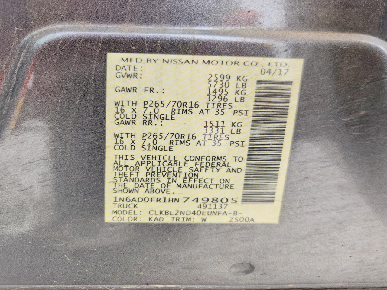 2017 Nissan Frontier SV