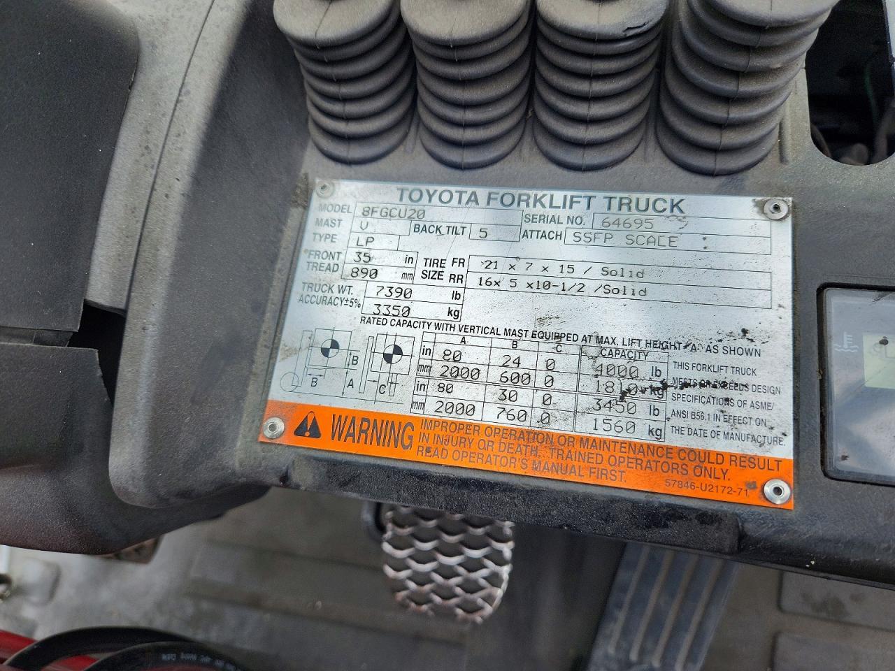 2014 Toyota 8FGCU20 Forklift