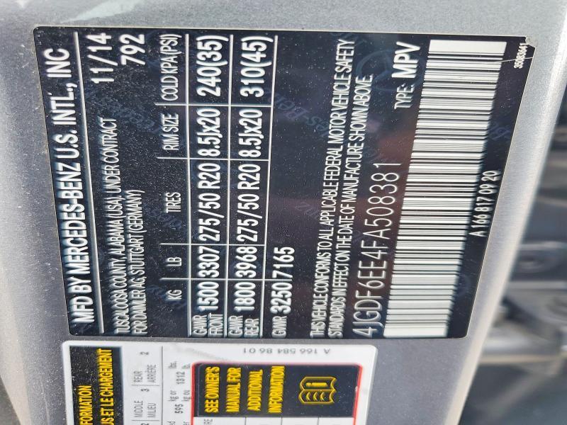 2015 Mercedes-Benz Gl 450 4matic