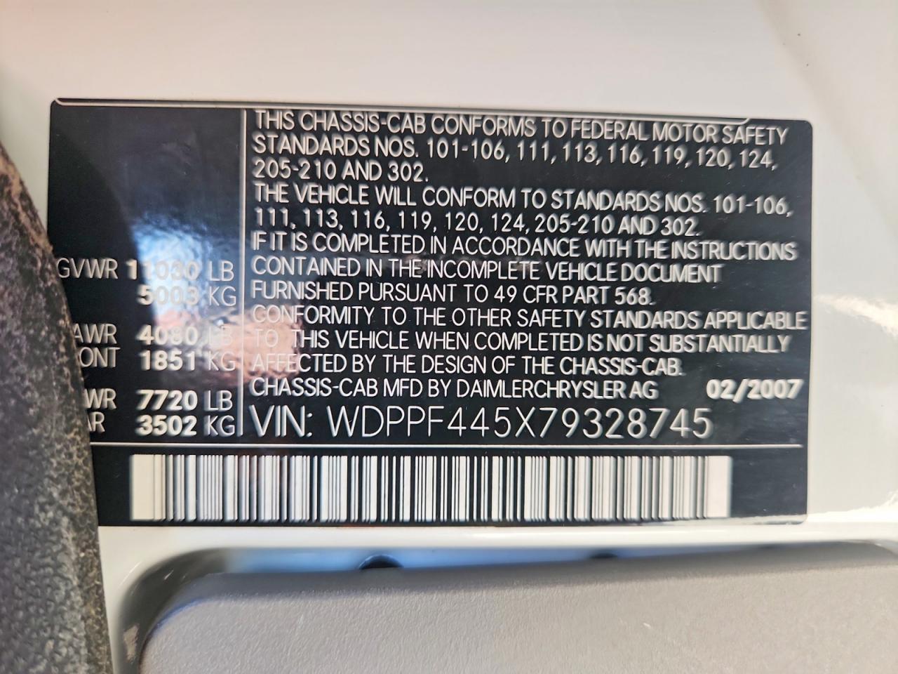 2007 Freigliner 2007 Freightliner Sprinter RV