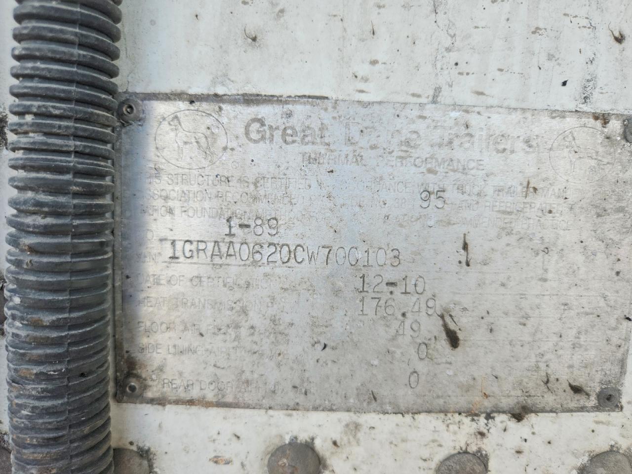 2012 Great Dane Refrigerated Van Trailer