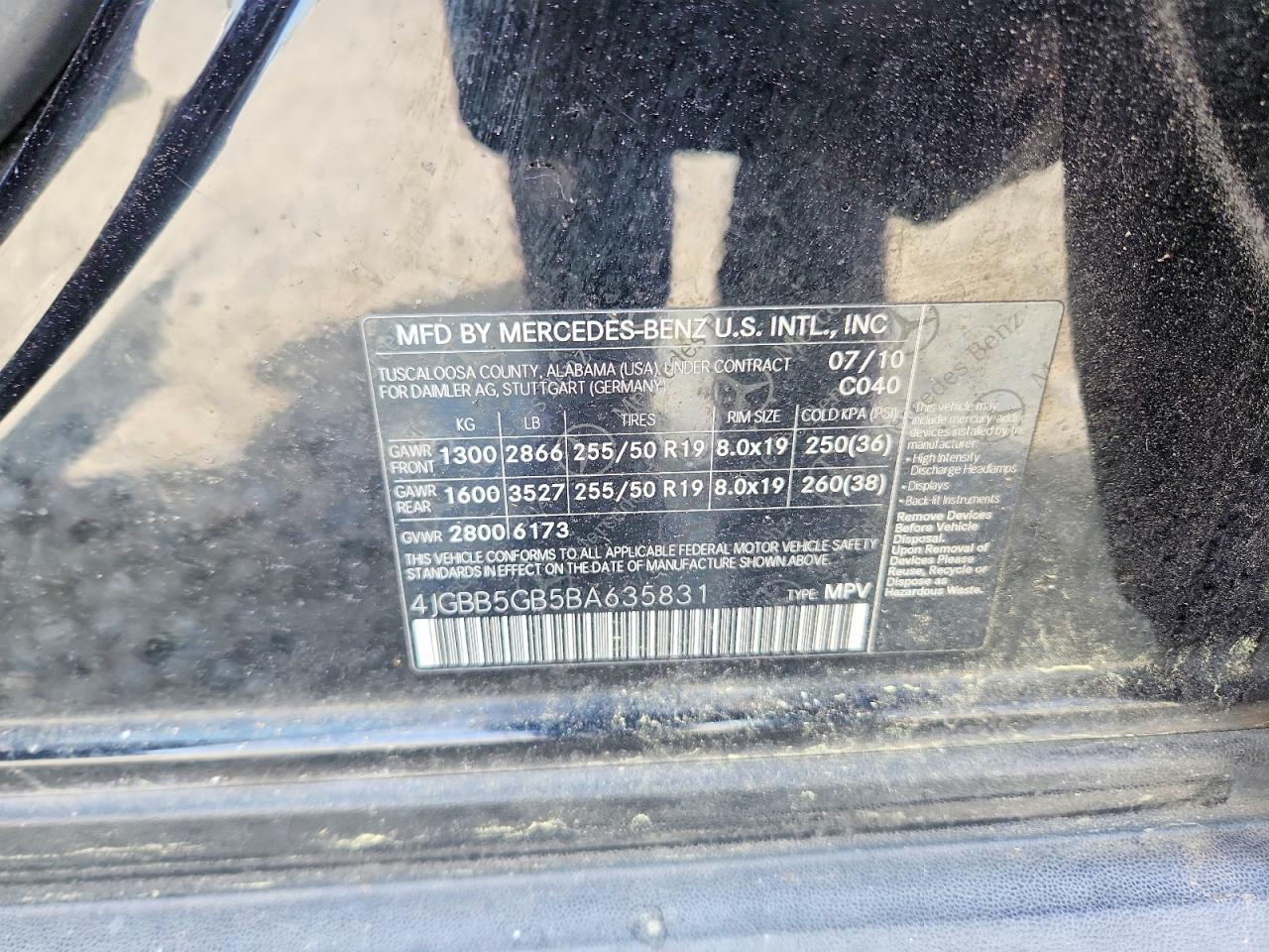 2011 Mercedes-Benz Ml 350