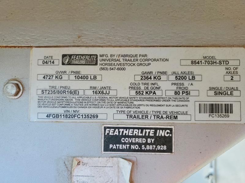 2015 Feathrlite 2015 Featherlite 8541-703H-STD Horse Trailer