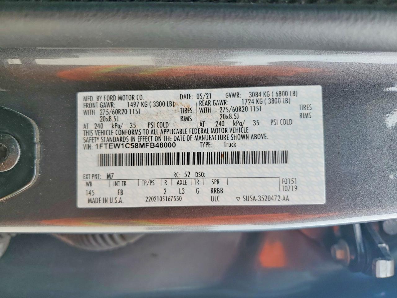 2021 Ford F150 Supercrew