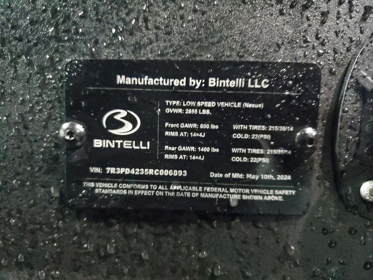 2024 Bintelli Golf Cart