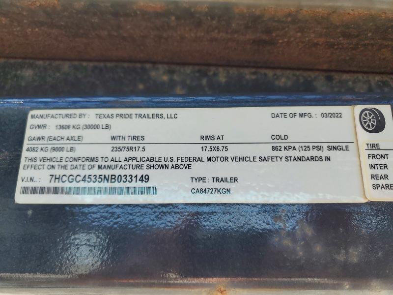 2022 Texas Pride CA84727KGN Car Carrier