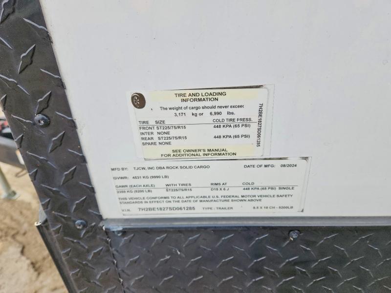 2025 Rocs 2025 Rock Solid Cargo 8.5X18CH Enclosed Cargo Trai