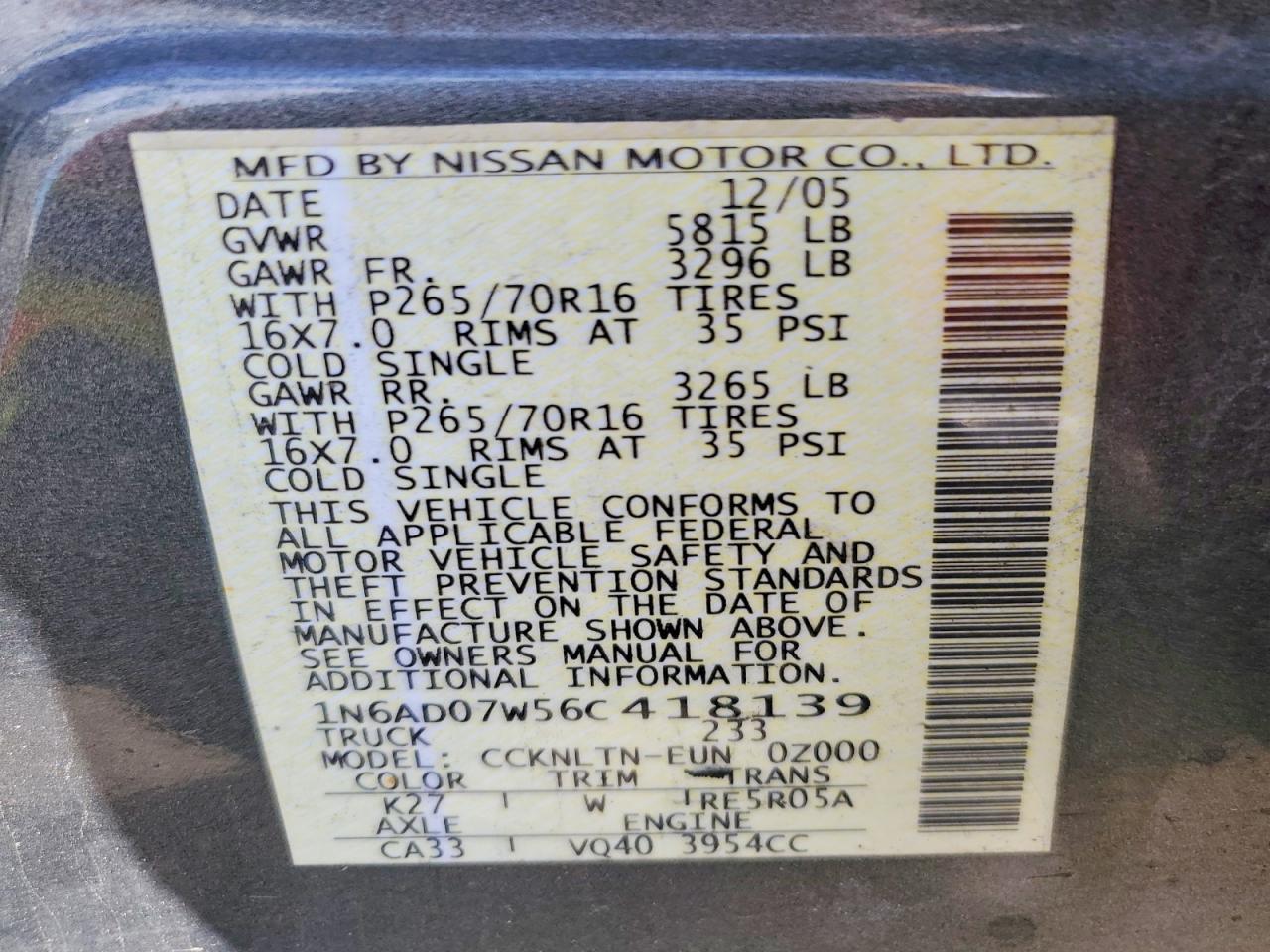 2006 Nissan Frontier SE