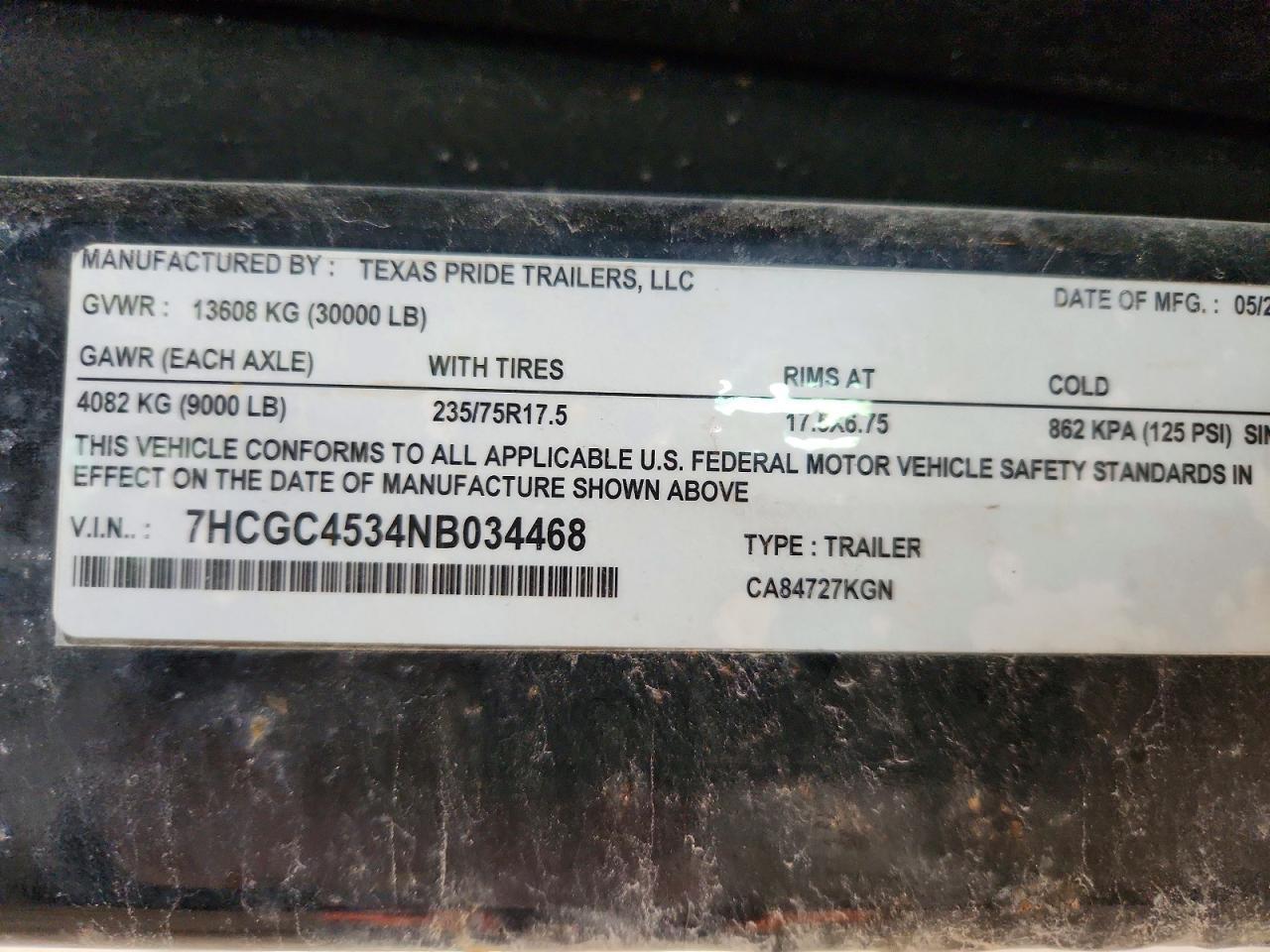 2022 Texas Pride CA84727KGN Car Carrier