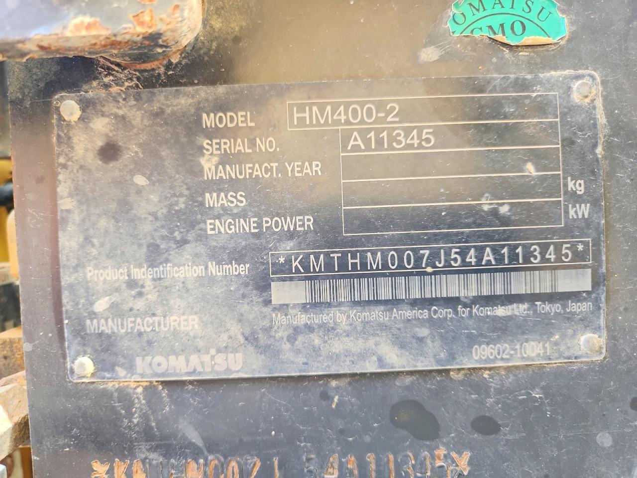 2010 Komatsu HM400-2-Articulated Haul Truck