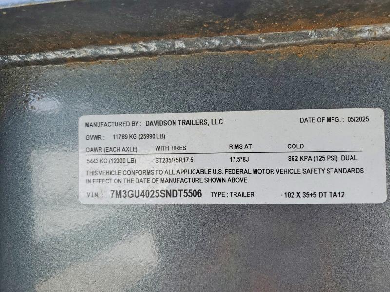 2025 Davidson 102X35+5DTTA12 Equipment Trailer