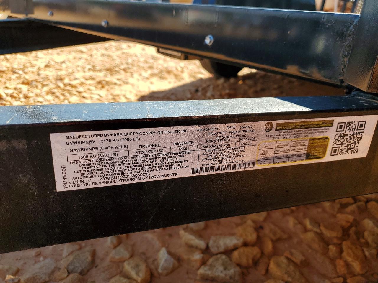 2025 Carry-On 6X12GW2BRKTP Utility Trailer