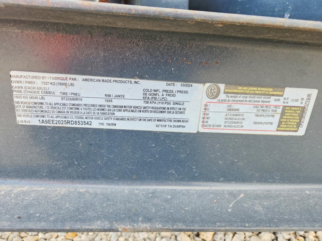 2024 American Made Dump Trailer