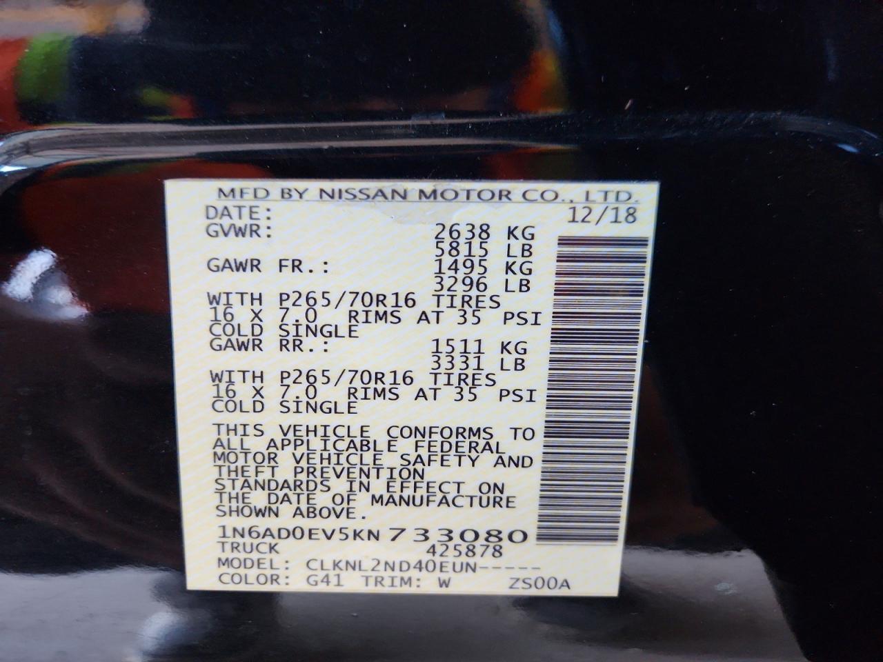 2019 Nissan Frontier SV 4X4