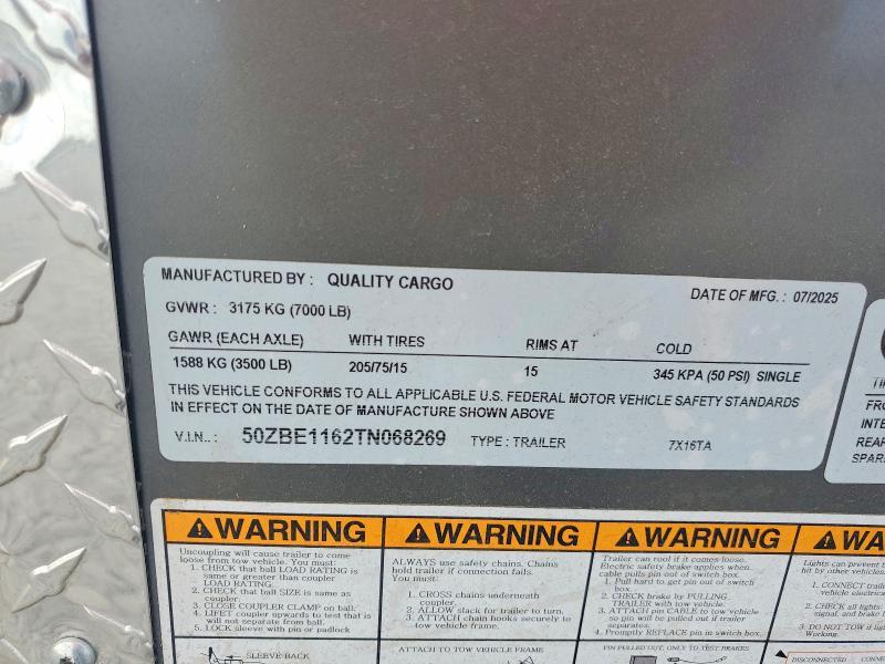 2026 Quality Cargo 7X16TA Enclosed Cargo Trailer