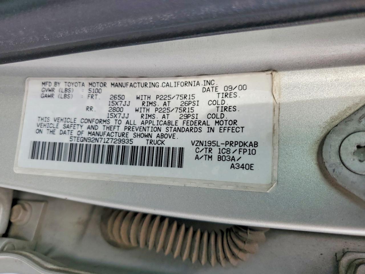 2001 Toyota Tacoma Prerunner V6