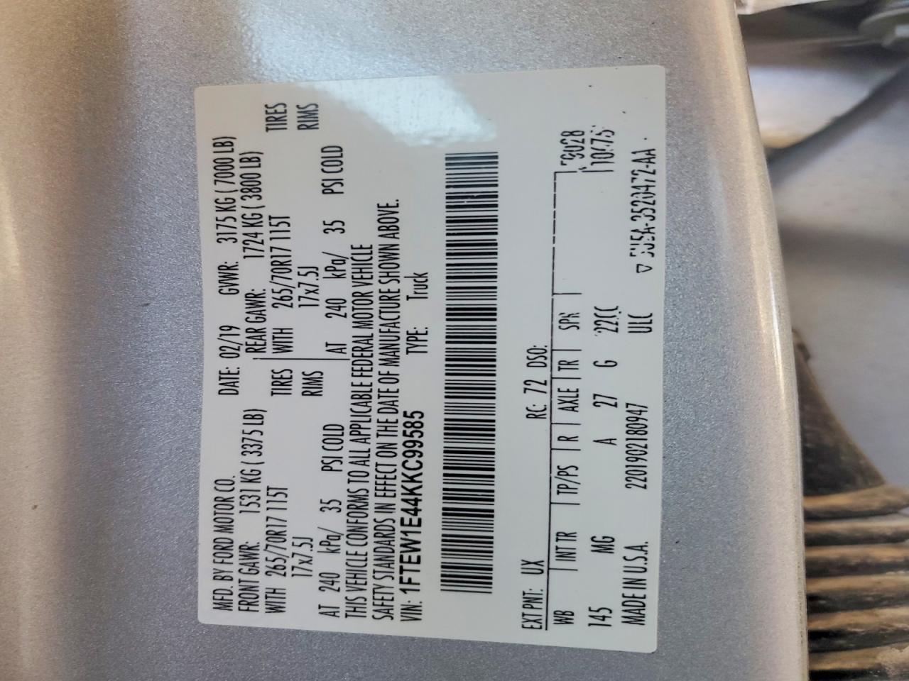 2019 Ford F150 Supercrew