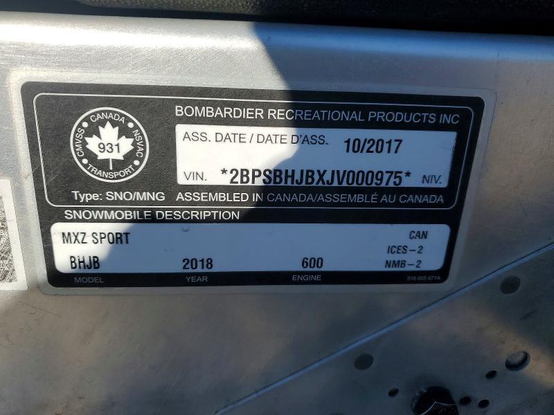 2018 Skidoo MXZ600