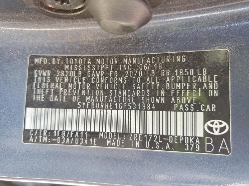 2016 Toyota Corolla l