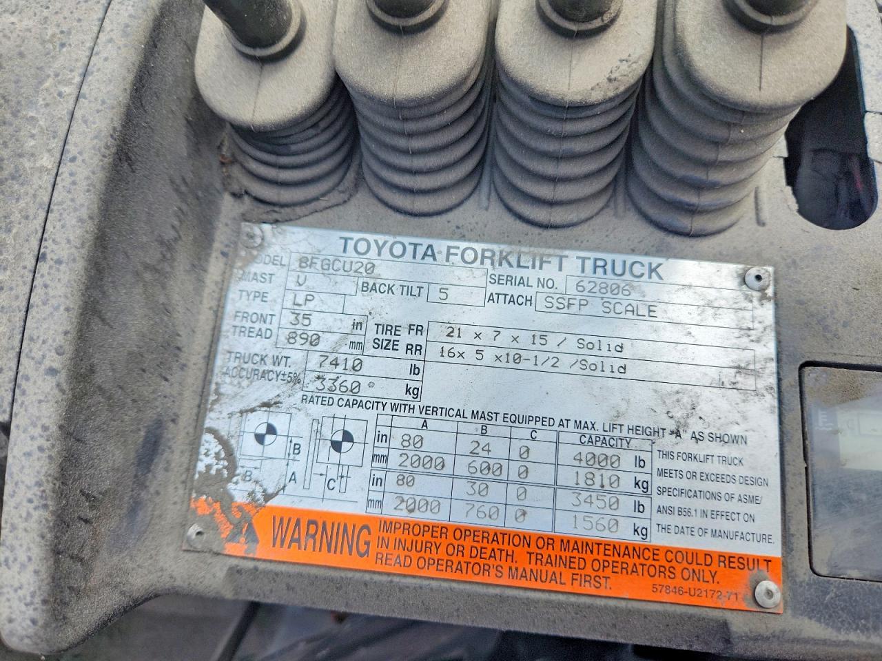 2014 Toyota TA 8FGCU20 Forklift