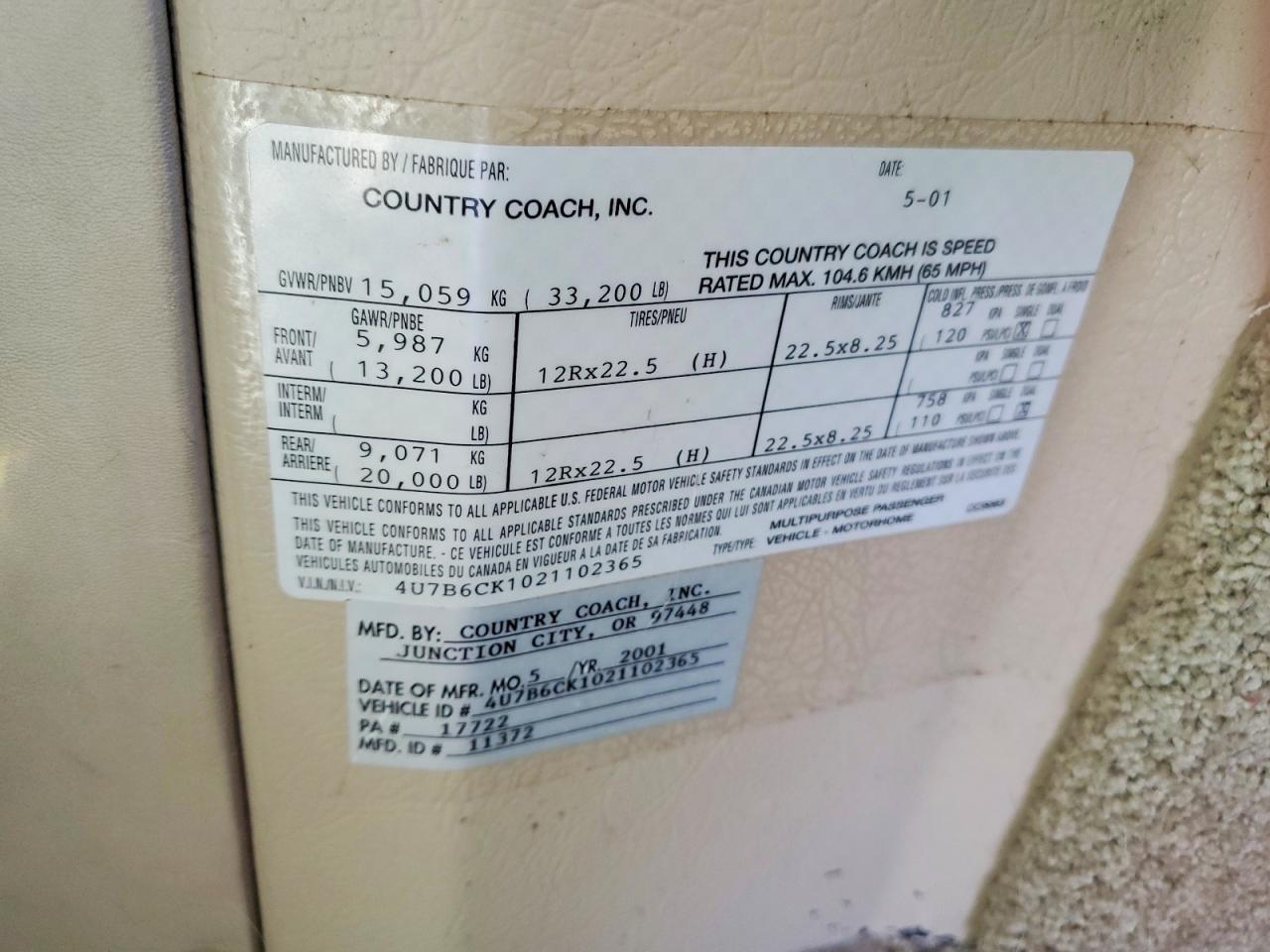 2002 Ccmh 2002 Country Coach RV