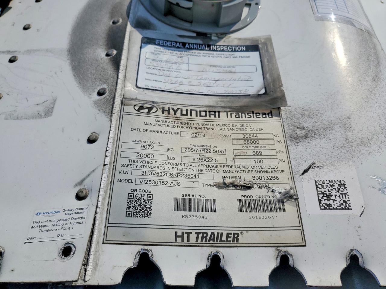 2019 Hyundai Translead Inc 2019 Hyundai Translead VI2530152-AJS DRY Van Trail