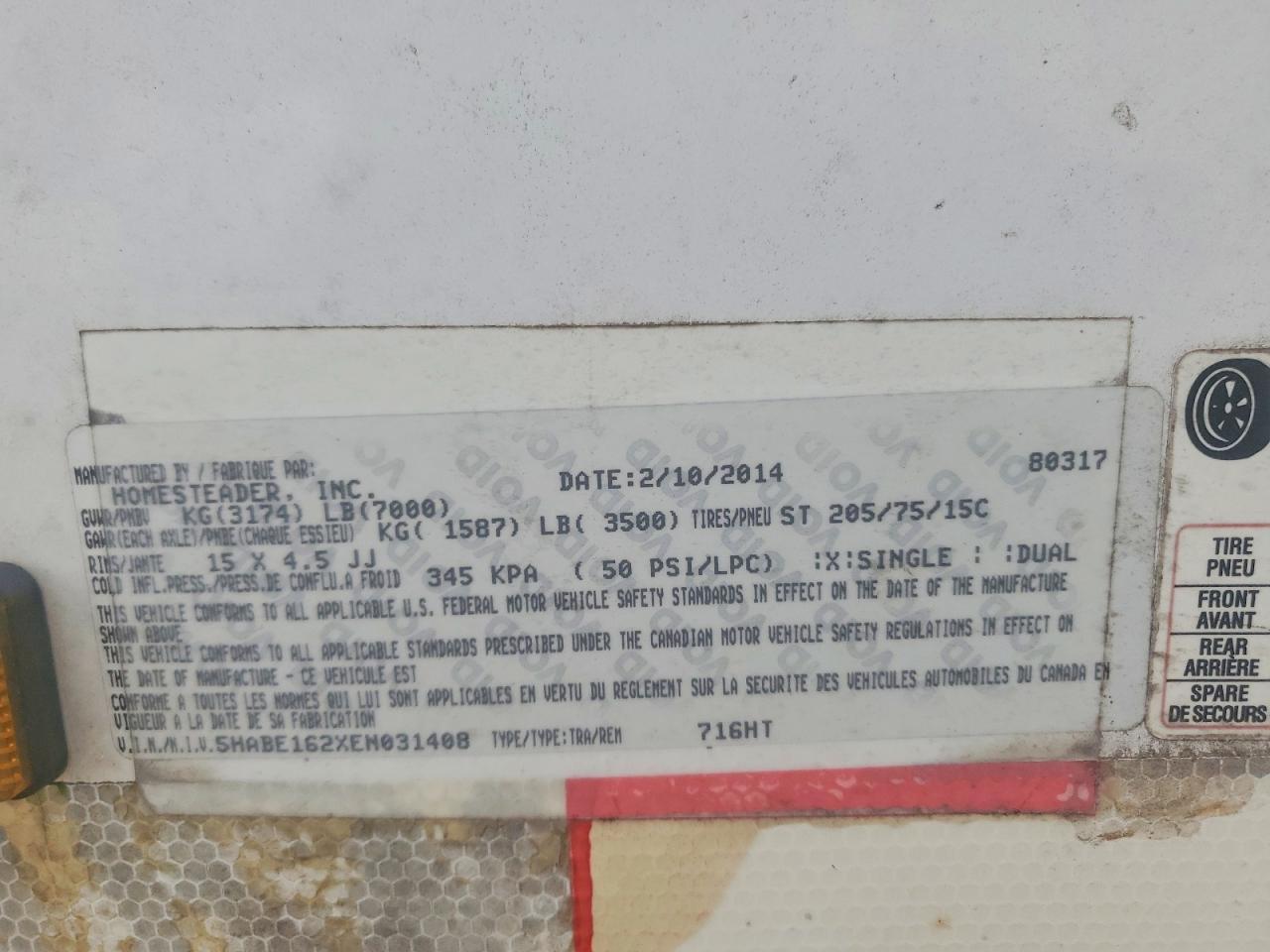 2014 Homesteader 716HT Enclosed Cargo Trailer
