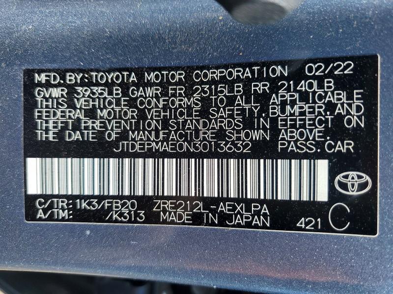 2022 Toyota Corolla le