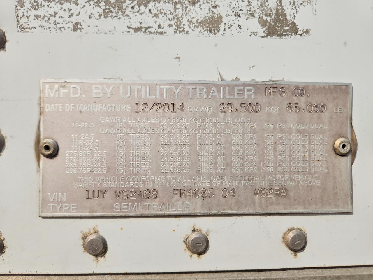 2015 Utility ITY Trailer-DRY Van Trailer