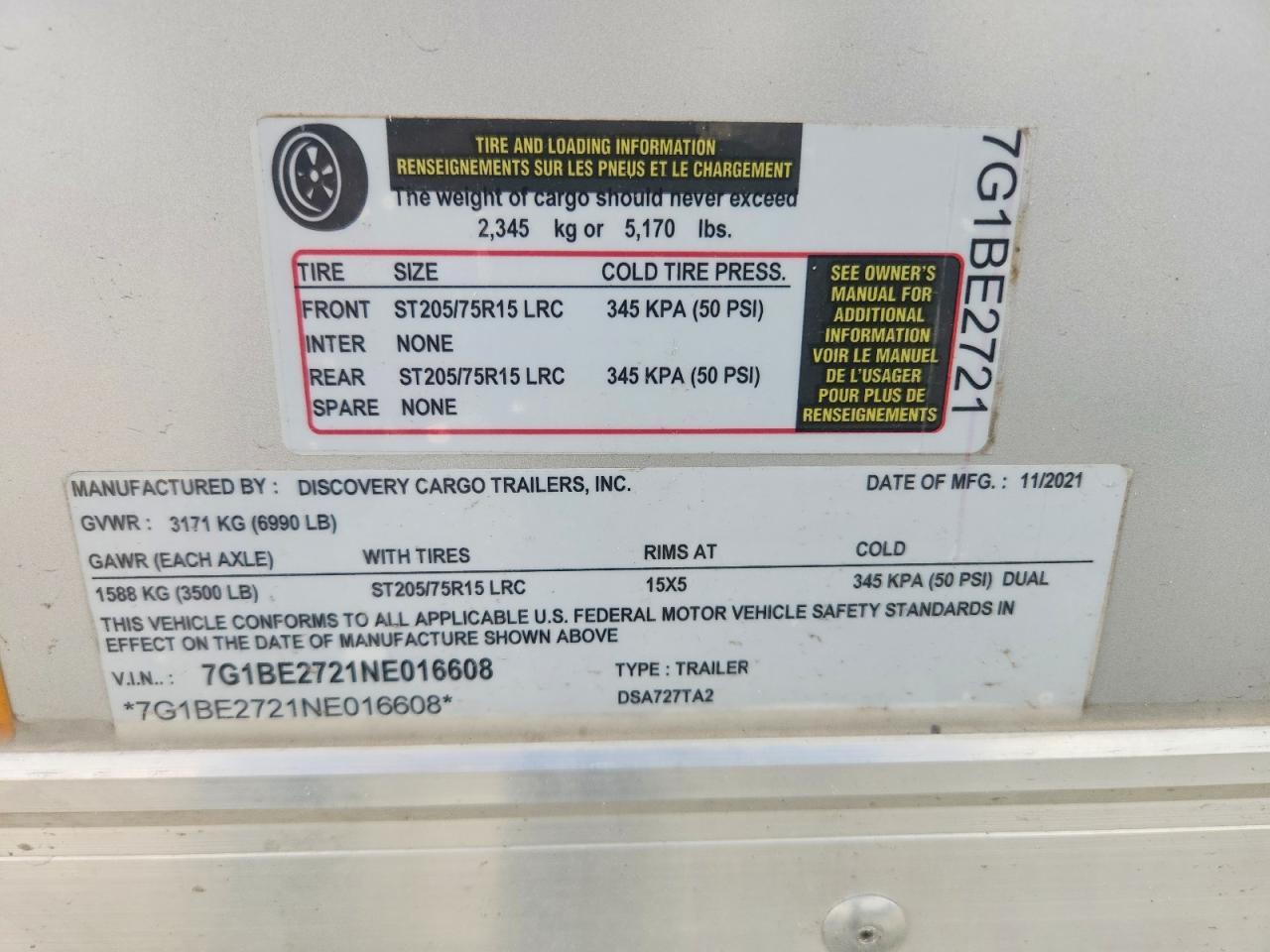 2022 Discovery Cargo DSA727TA2 Enclosed Snowmobile Trailer