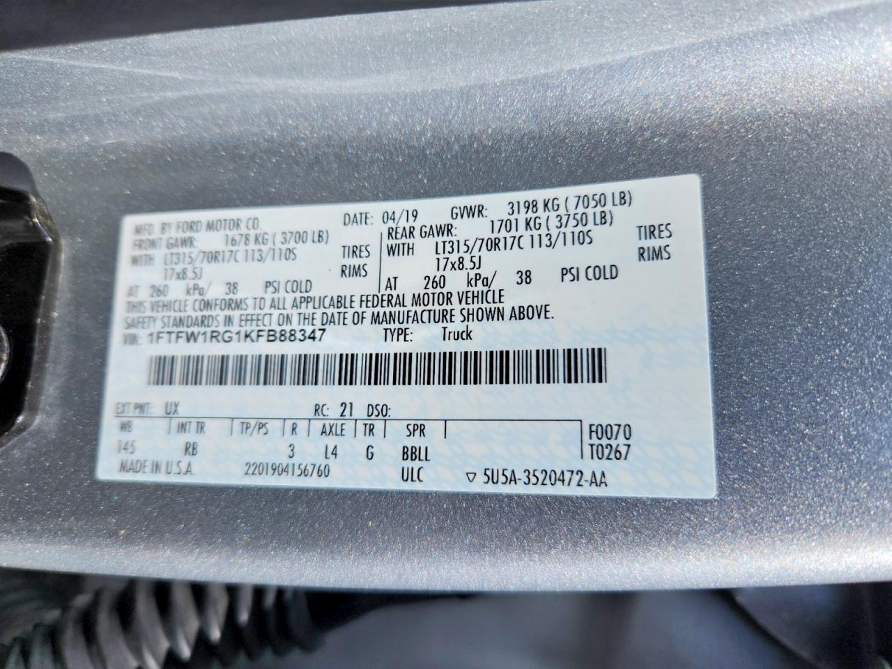 2019 Ford F150 Raptor