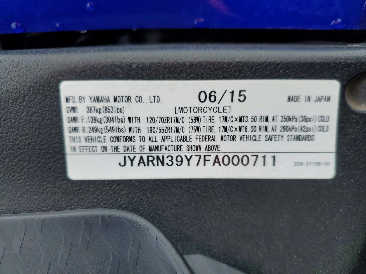 2015 Yamaha YZFR1 C