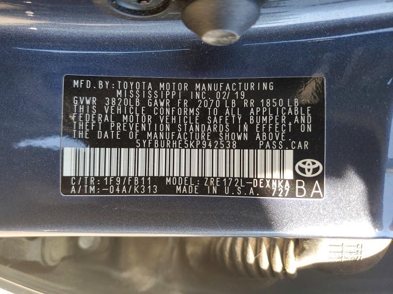 2019 Toyota Corolla le