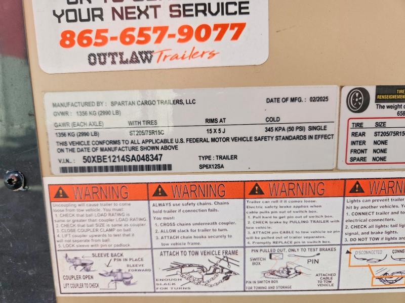 2025 Spartan Cargo SP6X12SA Enclosed Cargo Trailer
