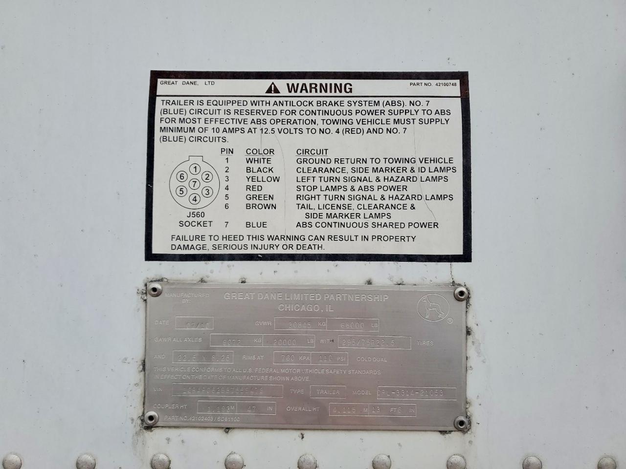 2011 Great Dane CEL-3314-21053 DRY Van Trailer