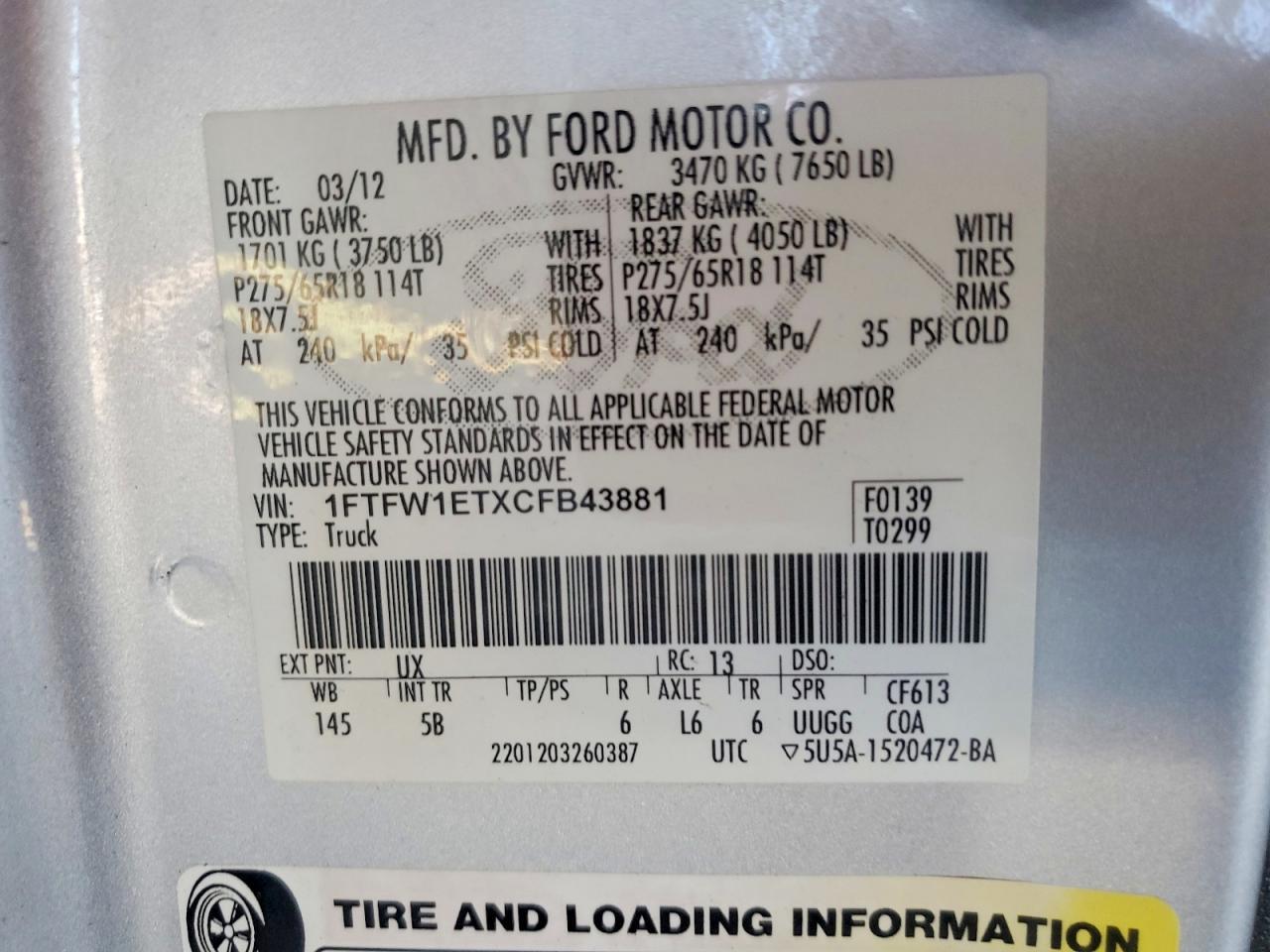 2012 Ford F150 Supercrew