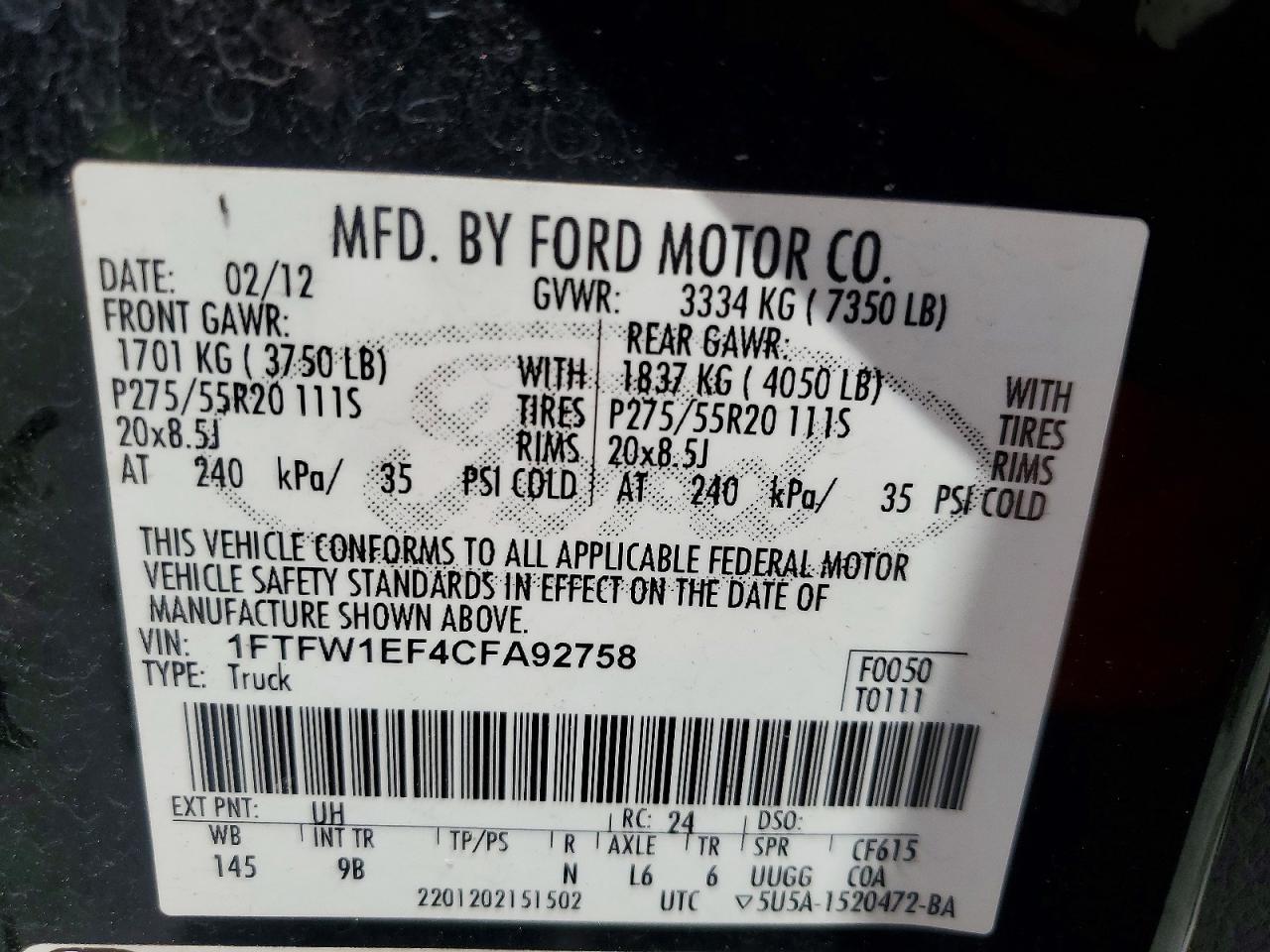 2012 Ford F150 Supercrew