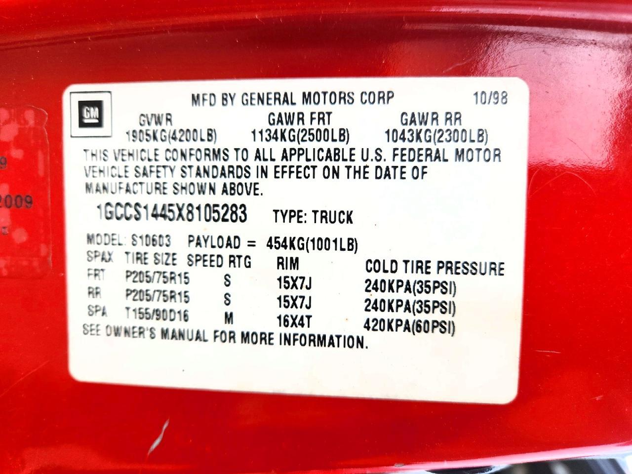 1999 Chevrolet S Truck S10