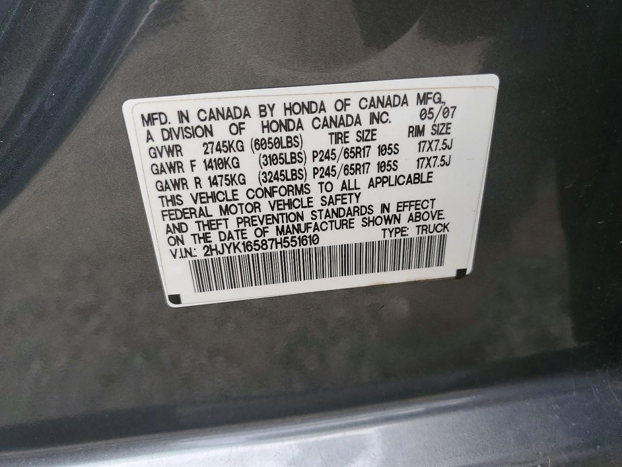 2007 Honda Ridgeline RTL
