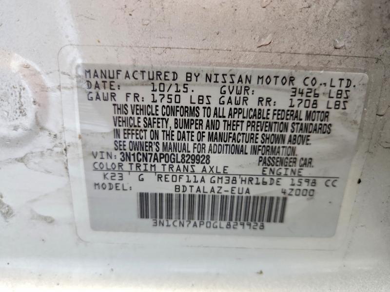 2016 Nissan Versa 1.6 s Plus