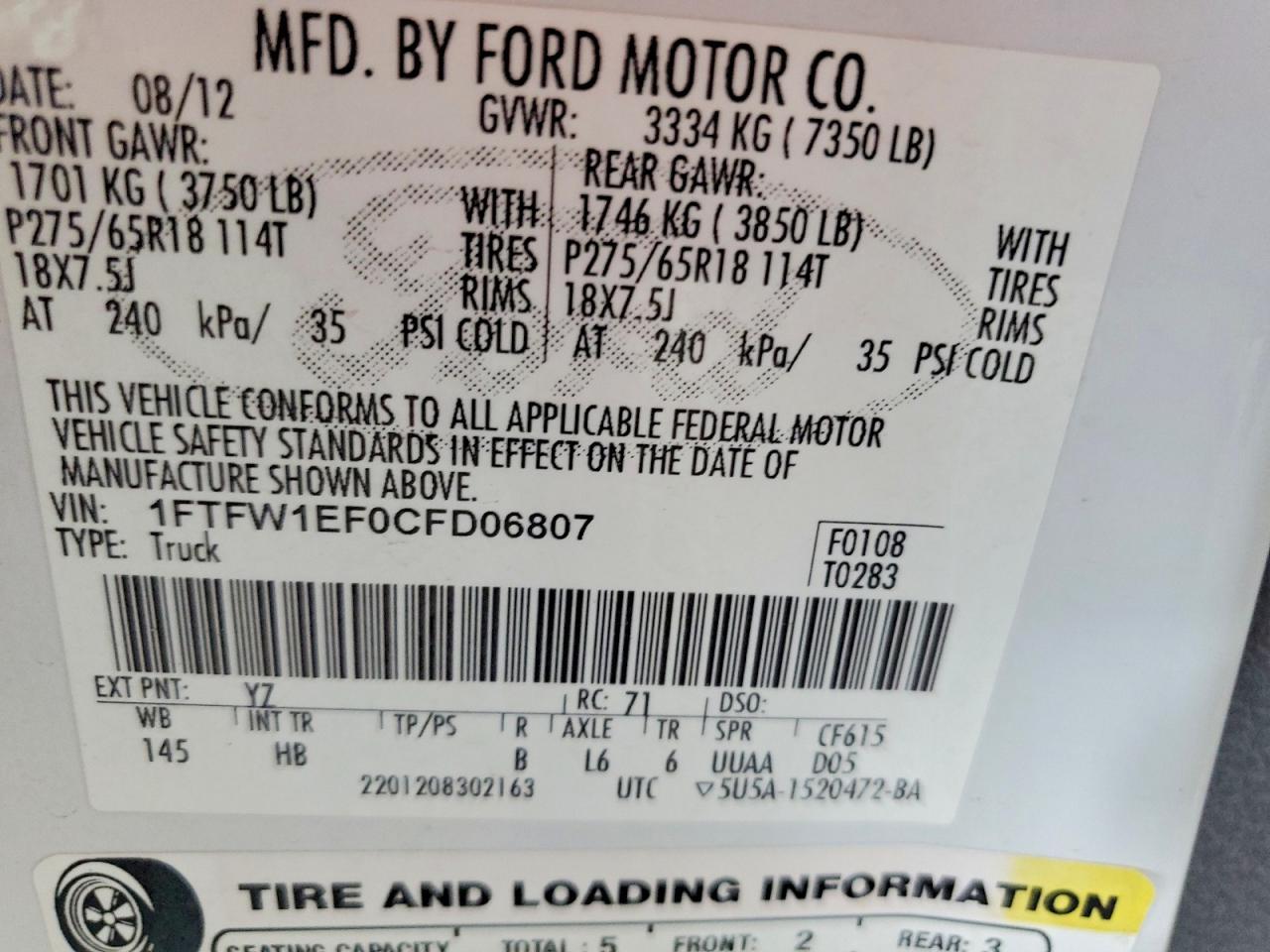 2012 Ford F150 Supercrew