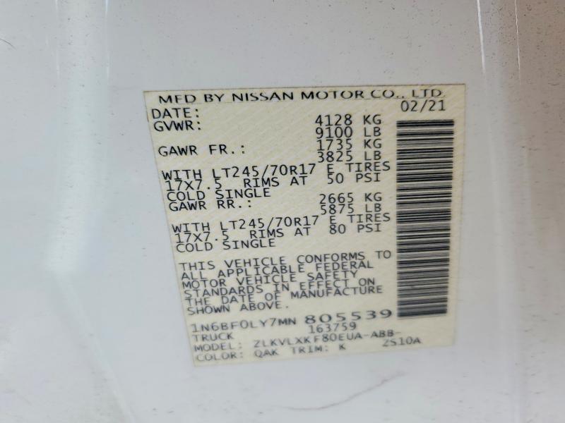 2021 Niss AN NV 2500 Delivery Van