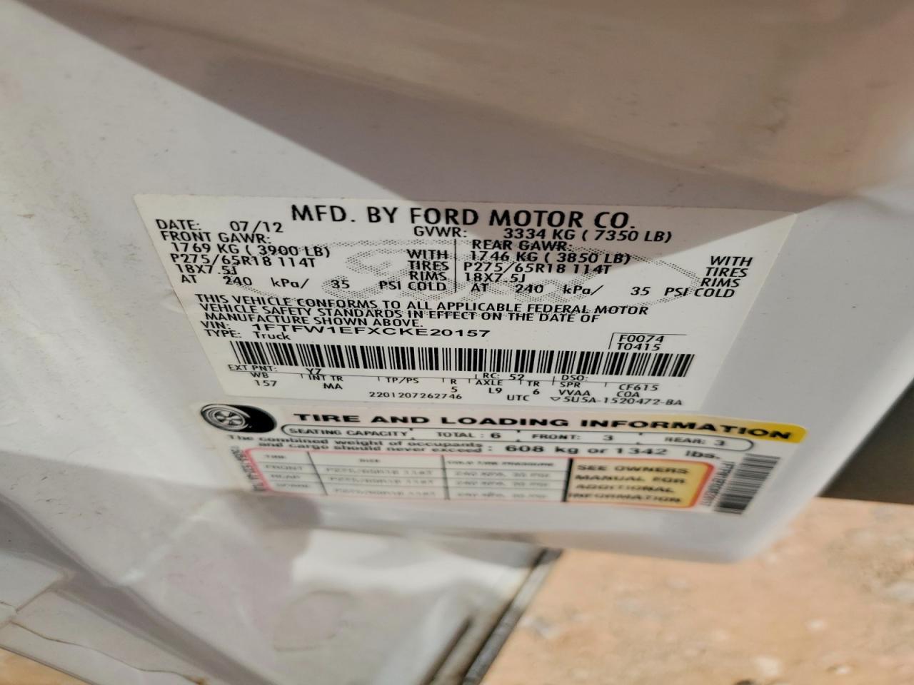 2012 Ford F150 Supercrew