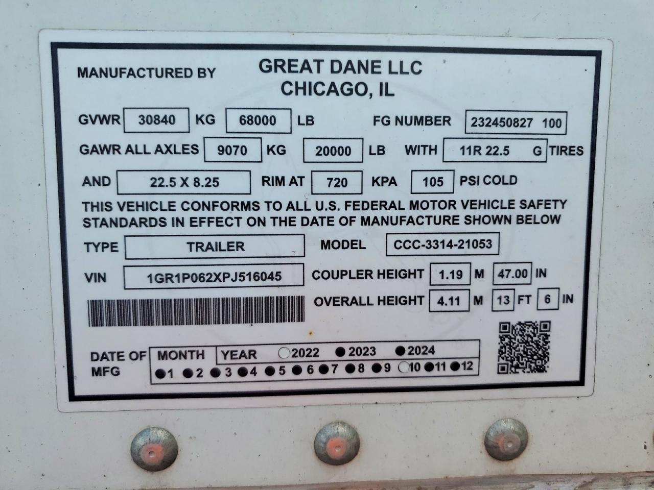 2023 Great Dane CCC-3314-21053 DRY Van Trailer