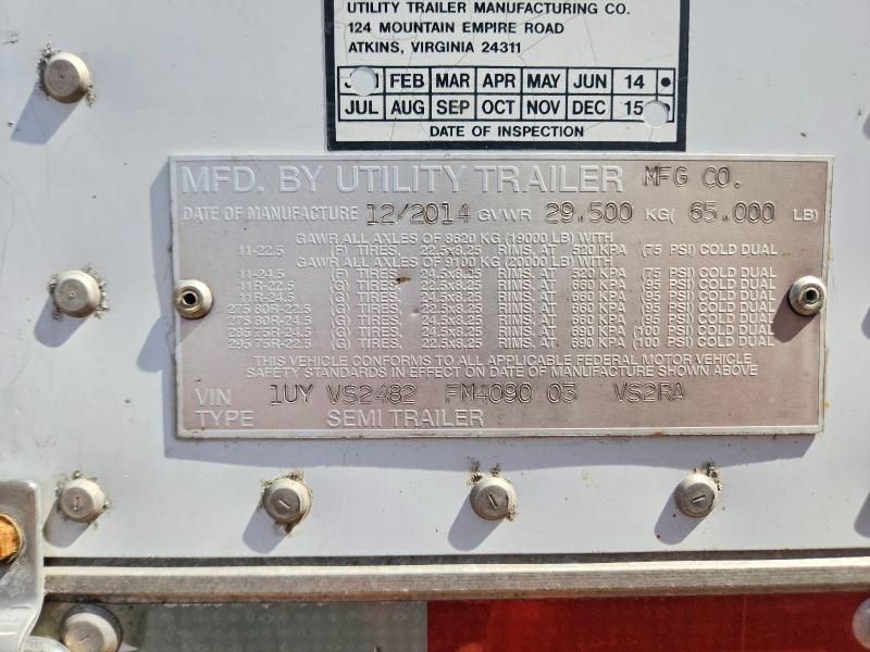 2015 Utility VS2RA Refrigerated Van Trailer