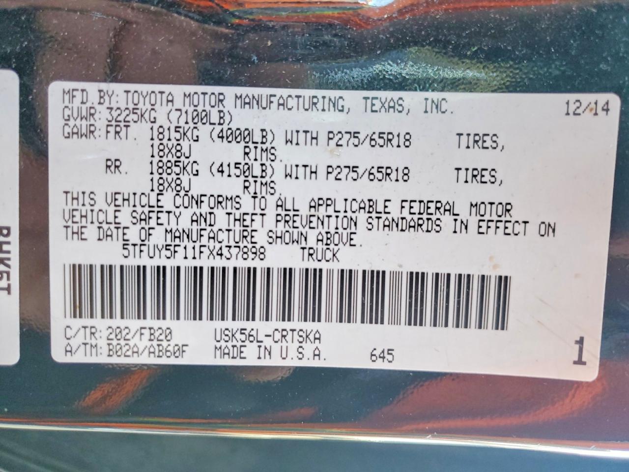 2015 Toyota Tundra SR5