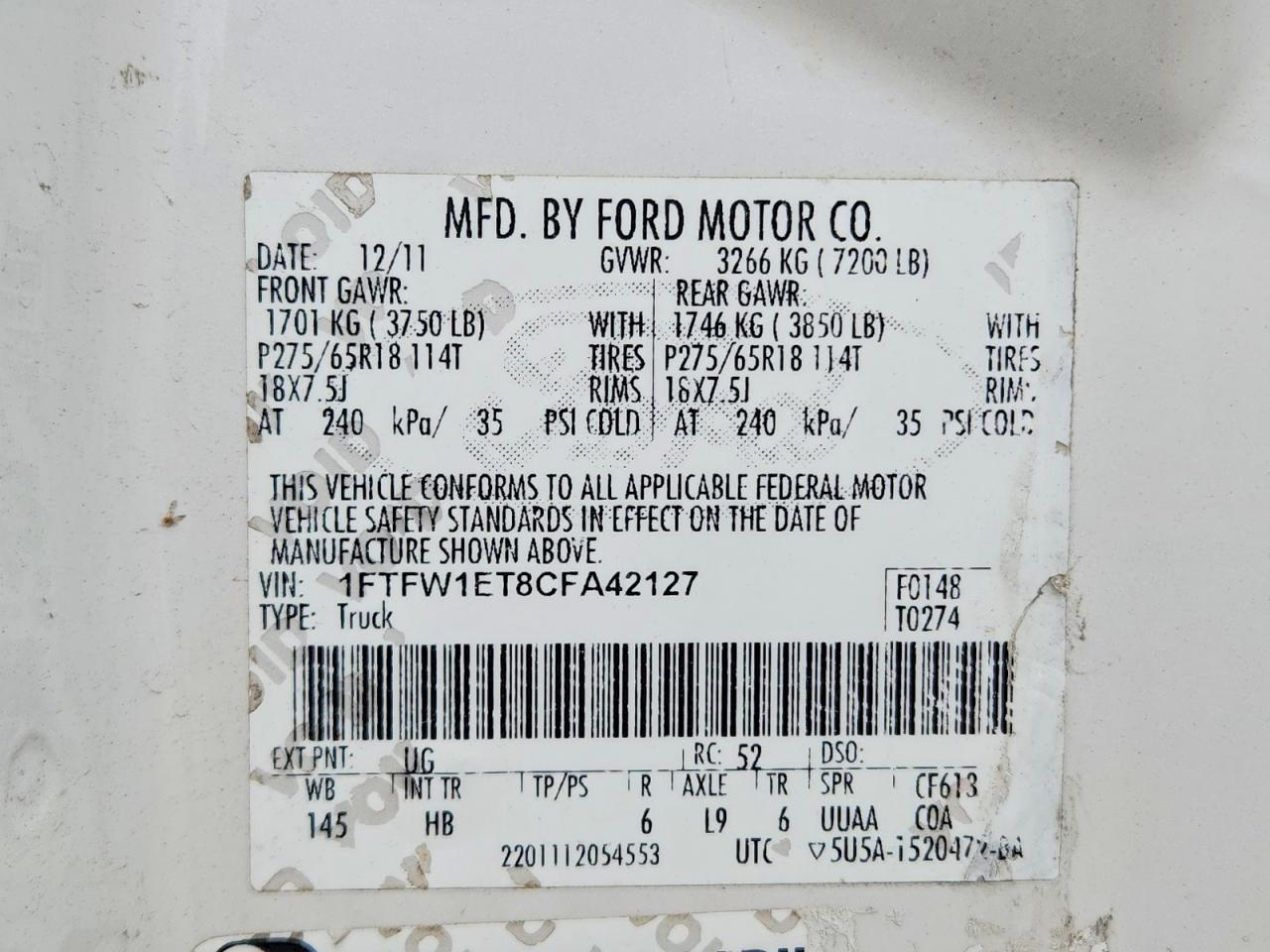 2012 Ford F150 Supercrew