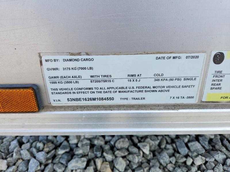 2021 Diamond Cargo 7X16TA Enclosed Cargo Food Trailer