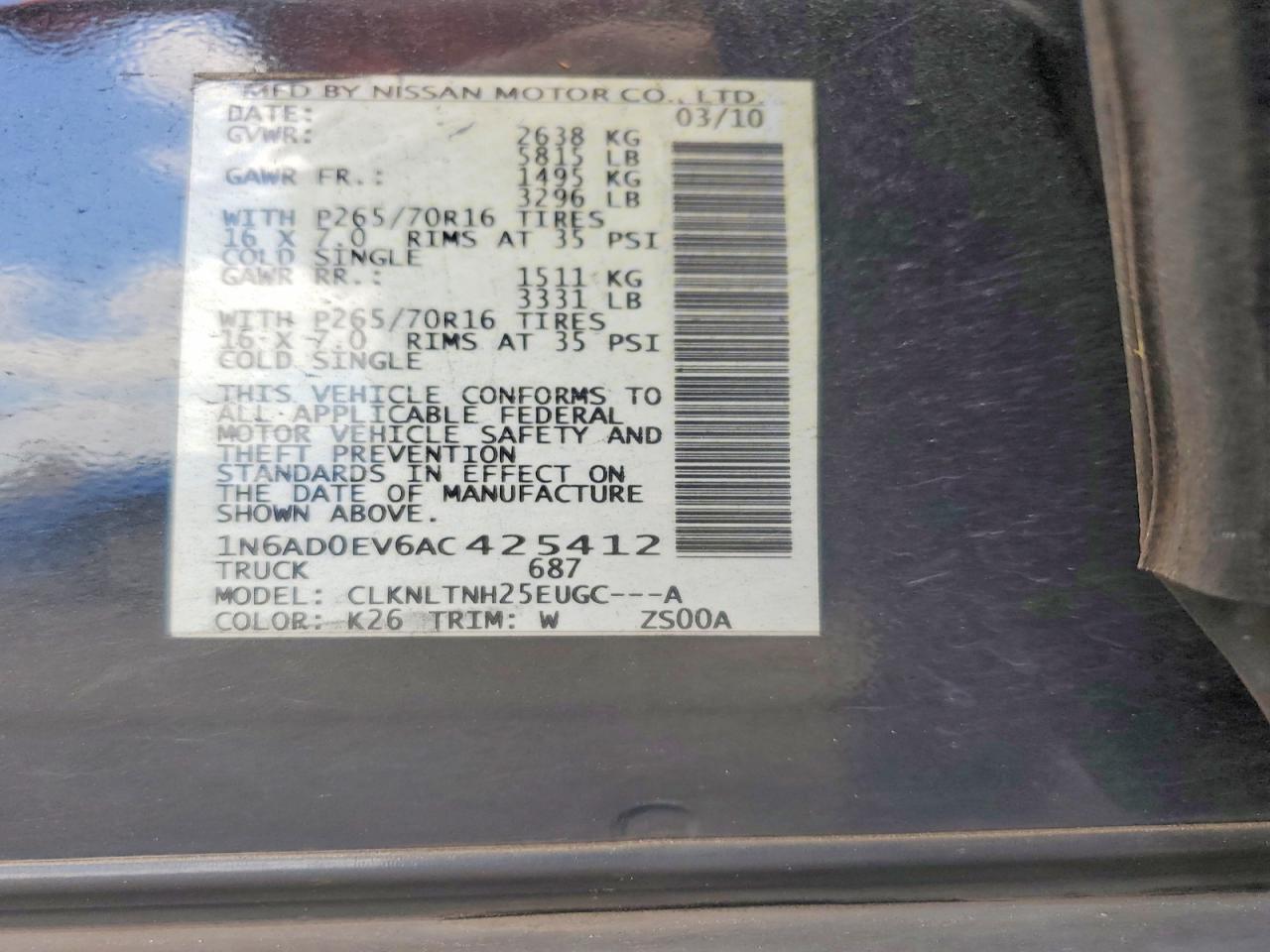 2010 Nissan Frontier SE V6